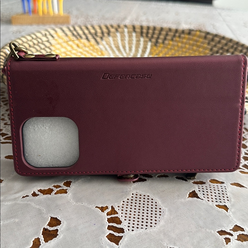 Defencase Burgundy 14 Pro Max Phone Wallet Case